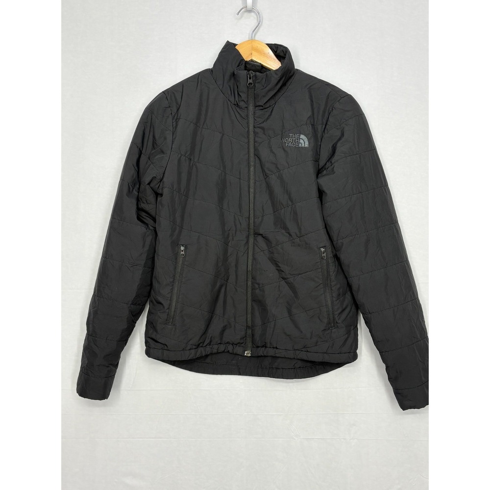 The North‎ Face Full Zip Quilted Puffer Jacket Womens Black Zipper Pocket XS